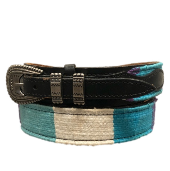 Textan Accessories - WESTERN vintage belt boho blue purple black tapestry woven southwest 42